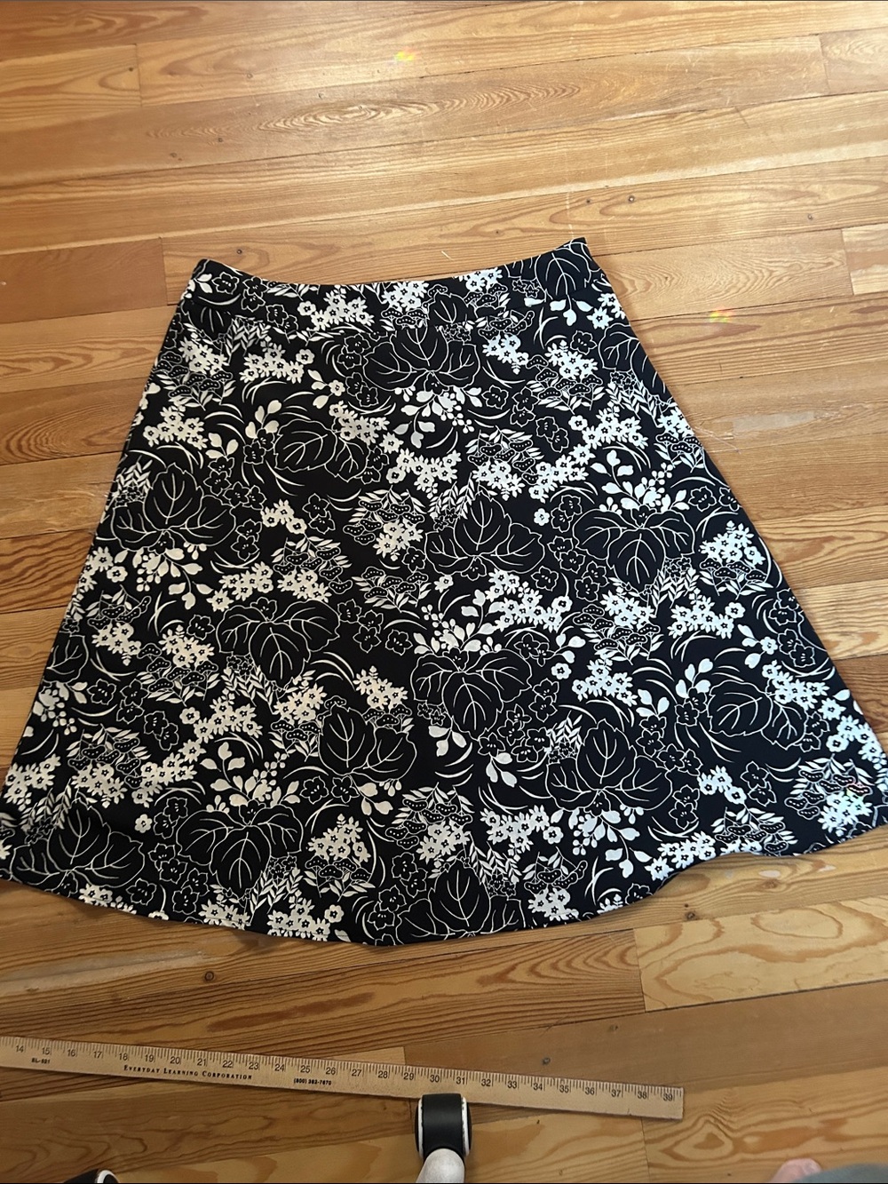 Sag Harbor Black and White Floral A-Line Skirt